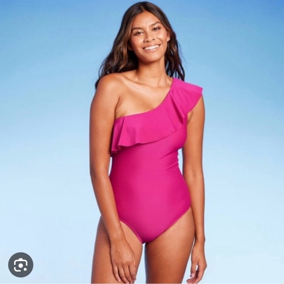 Kona Sol Other - NWT KONA SOL PINK ONE SHOULDER RUFFLE ONE PIECE SWIMSUIT SIZE 17